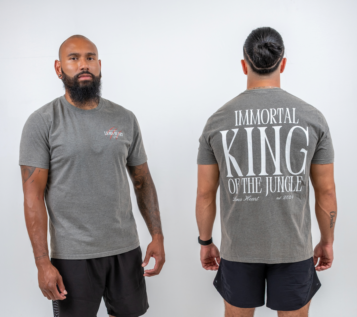 LIONS HEART “IMMORTAL – KING OF THE JUNGLE” TEE – GREY